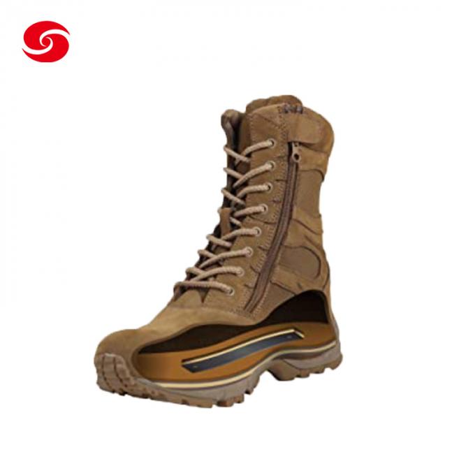 Botas de combate de las botas del entrenamiento de Tan Side Zip Boots Military del color del desierto