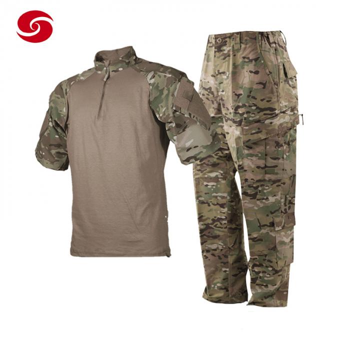 El camuflaje militar del combate de la rana se adapta a la camisa táctica con el cojín de codo de la rodilla