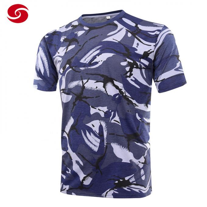 Camiseta de algodón británica de Marine Camouflage Military Army Tactical para hombre